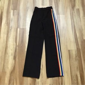 Zara Womens Rainbow Side-striped Black Pants size XS
